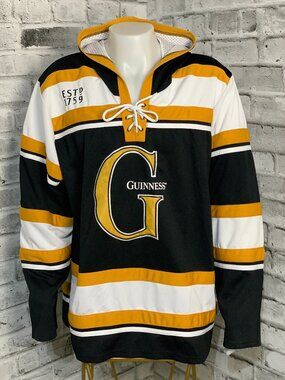 Guinness Beer Hockey Jersey Hoodie Mens XXL Irish St James Gate Dublin Ireland